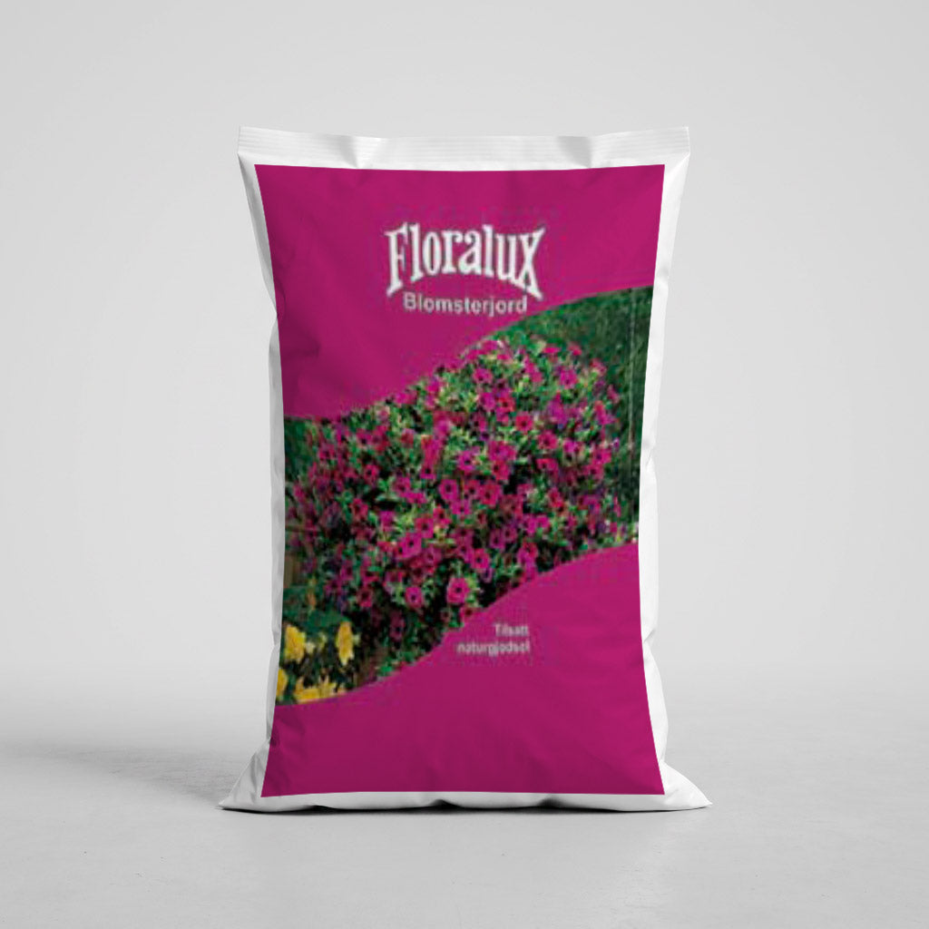 Floralux Blomsterjord med naturgjødsel 40 Liter - hel pall - 51 st sekker
