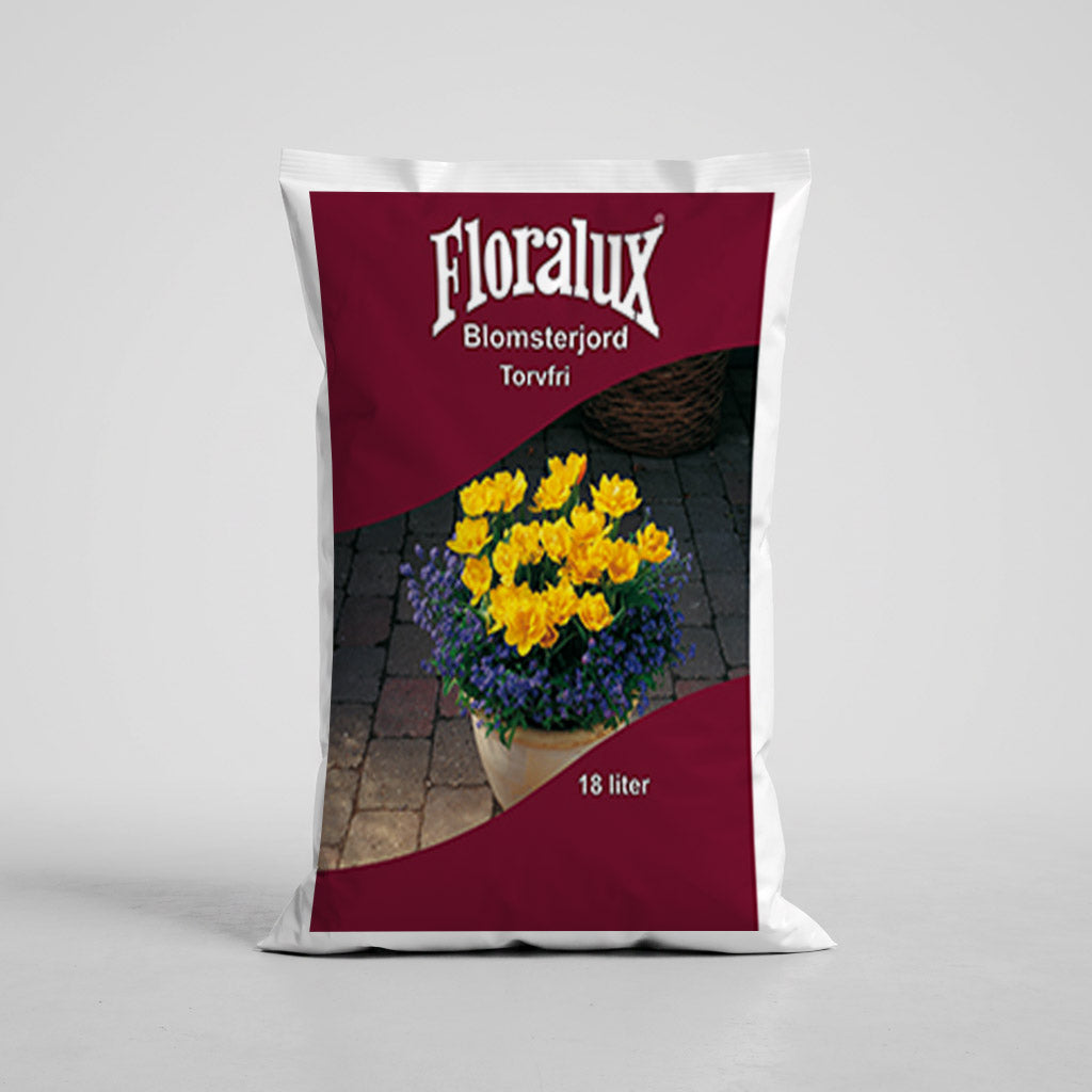 Floralux Blomsterjord Torvfri 18 Liter - hel pall - 96 st sekker