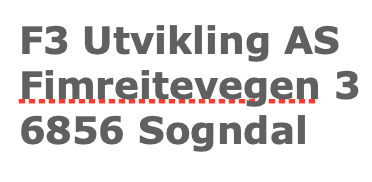 F3 Utvikling AS - beställning enligt spec nedan i beskrivningen