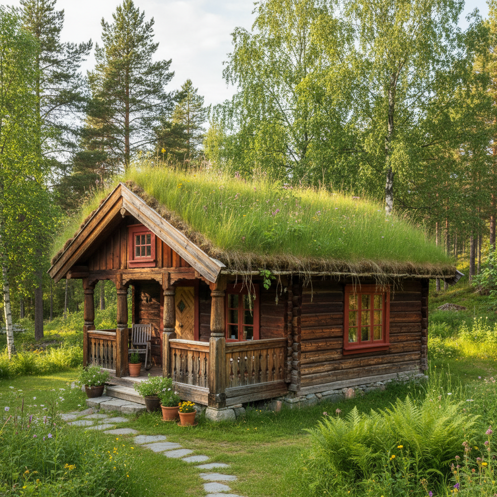 Torvtak – miljöbild på hus