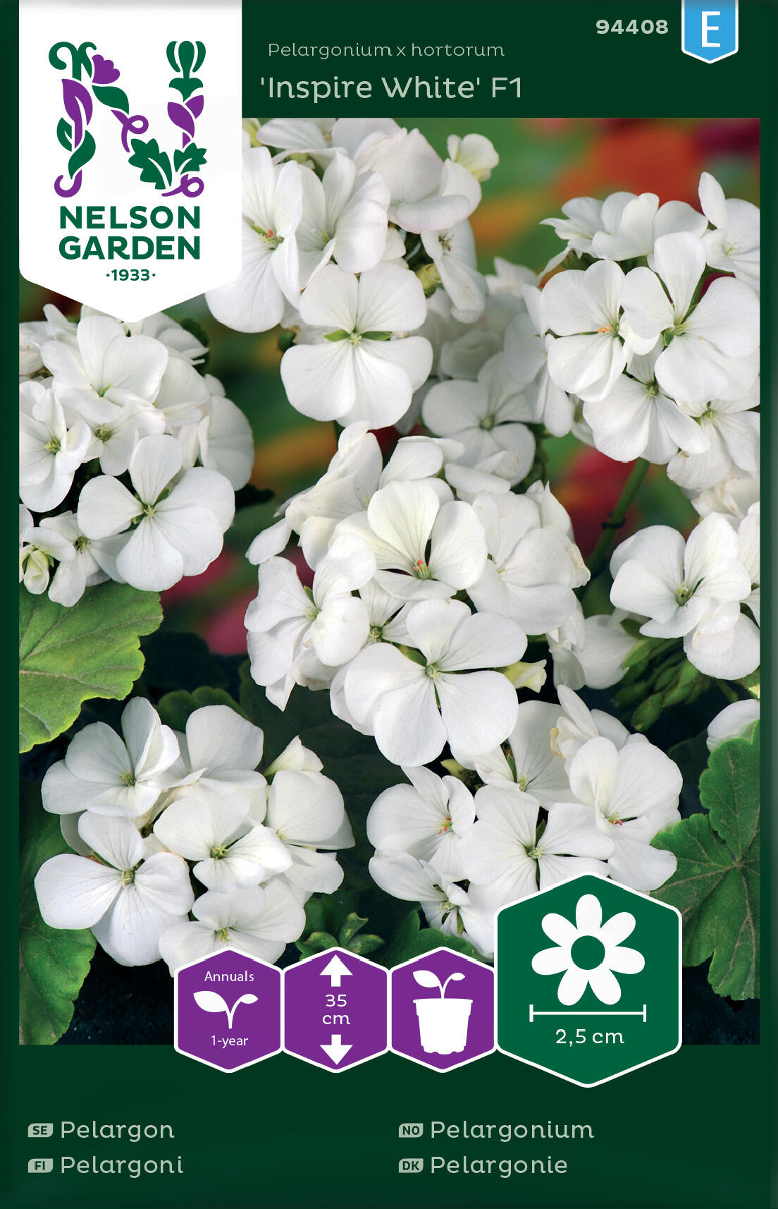 Trädgårdspelargonium 'Inspire White' F1